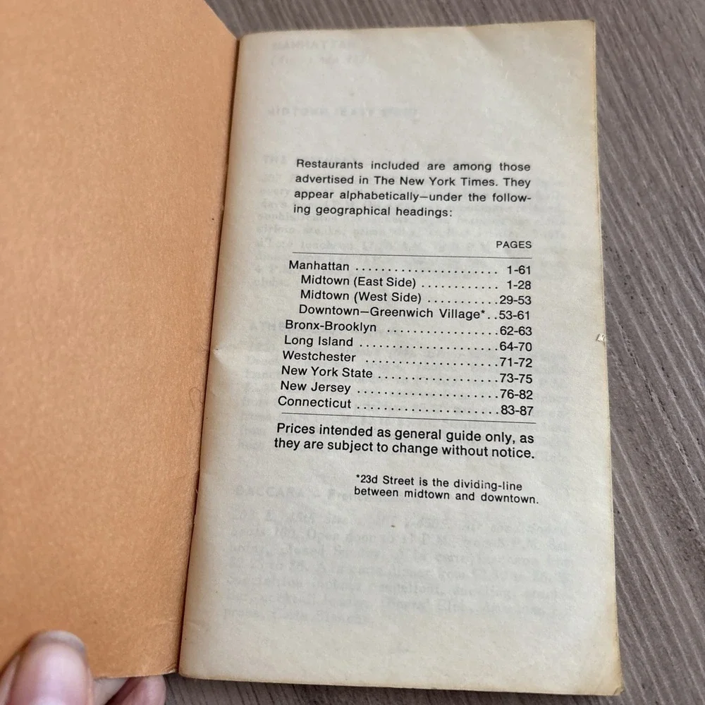 Vintage Rare The New York Times Guide to Good Dining Fall-winter 1966-1967